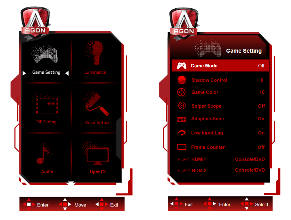 Das OSD bietet jede Menge Einstellmöglichkeiten für verschiedene Aspekte. (Bildquelle: AOC)